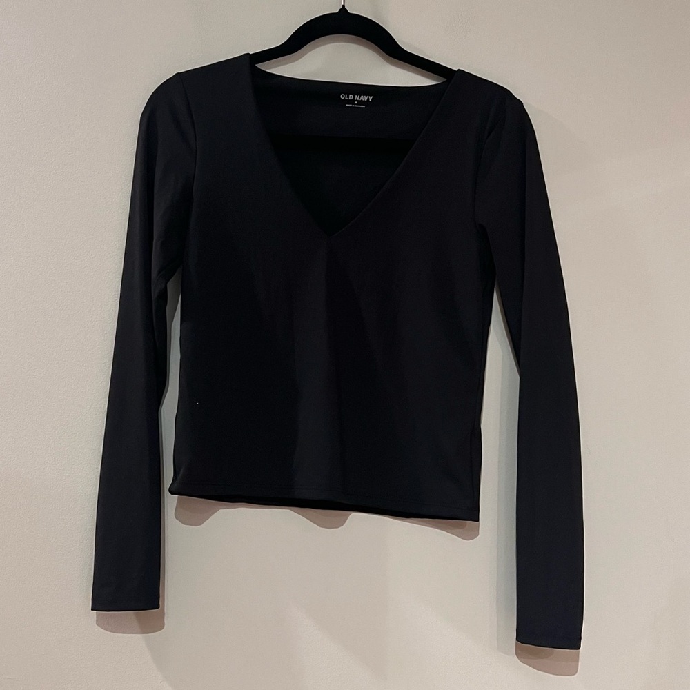 Old Navy Modern Double-Layer Black V-Neck Top